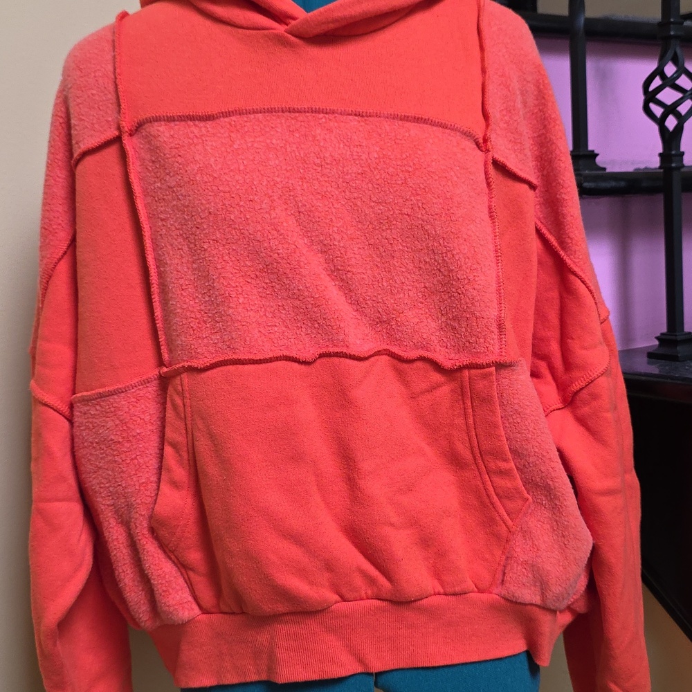 Aerie Orange Patchwork Hoodie - SZ M - Picture 2 of 6